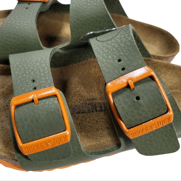Birkenstock Kids Olive Sandals with Orange Accents - Picture 11 of 11